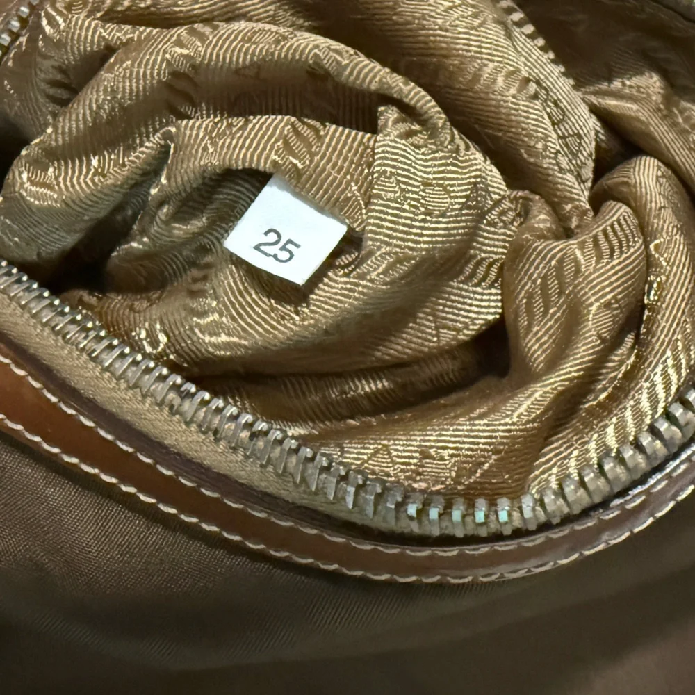 Prada Tessuto Nylon Wood Link Shoulder Bag Tan Brown - Picture 5 of 6